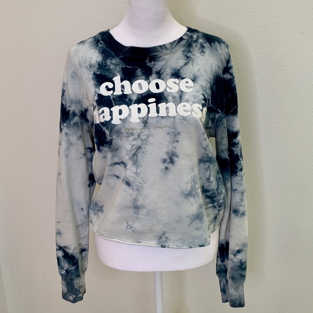 Spiritual Gangster blue tie-dye Choose Happiness sweatshirt size Small